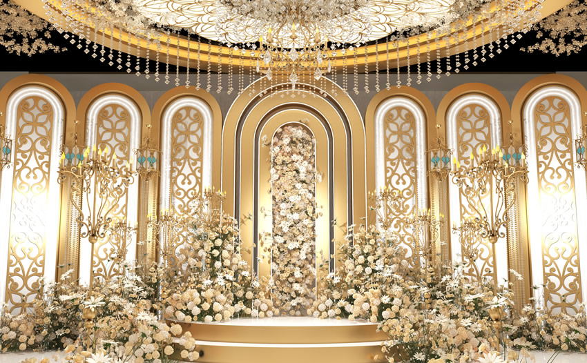 奉贤香槟色调婚礼堂效果展示